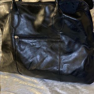 Black Faux Leather Tote Bag